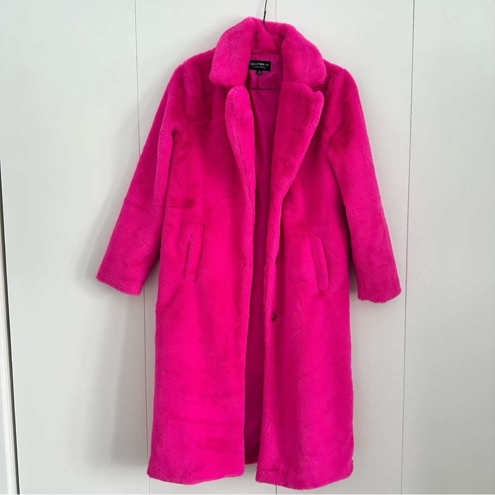 Vibrant Pink Faux Fur Coat